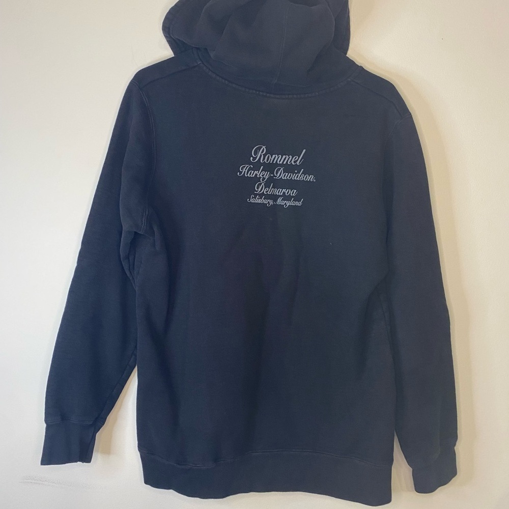 Harley Davison Zip Up Hooded Sweatshirt Jacket Black Skull Motorcycle Size Large - Picture 11 of 15
